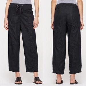 Eileen Fisher Women’s Slouchy Drawstring Pant Black Organic Cotton Small Pull-On